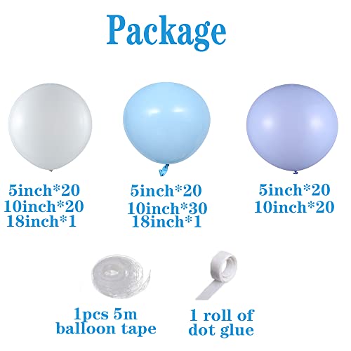 PageebO Dusty Blue Balloon Arch Kit Bear Baby Shower Decoration-134pcs Macaron Blue White Grey Balloons for Baby Shower Kids Birthday Party