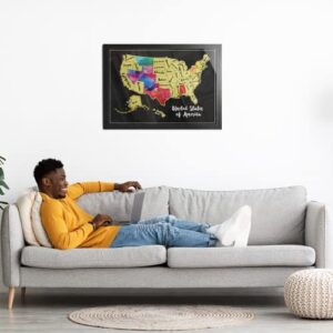 TRAVELISIMO Scratch Off Map of United States, 12x17 inches USA Scratch Off Travel Map with 25 Unique Accessories Set Included, Unique Gift for Travelers
