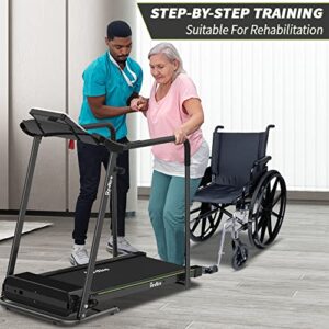 Redliro Walking Treadmill with Long Handraill for Balance, Recovery Fitness Exercise Machine Foldable for Home use with Holder for Phone & Cup,LCD Display, 300 lbs Capacity