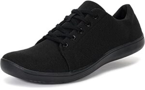 whitin men's fashion barefoot knit minimalist sneakers wide width fit zero drop sole size 10.5-11 minimus outdoor shoes woven laces up all black 44