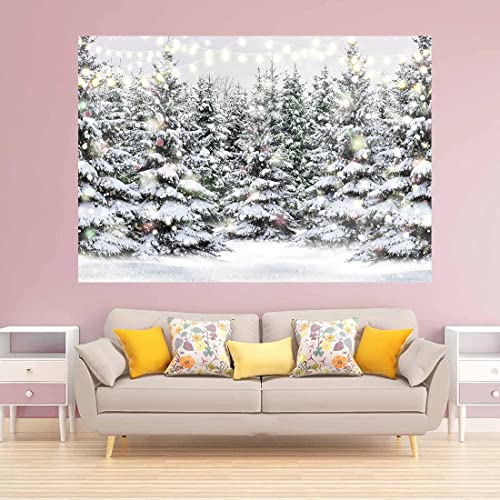 Avezano Winter Backdrop Landscape Forest Snowy Ice Background Let it Snow Christmas Holiday Party Cold Seasonal Natural Banner Studio Supplies Favors Gifts Photobooth Props