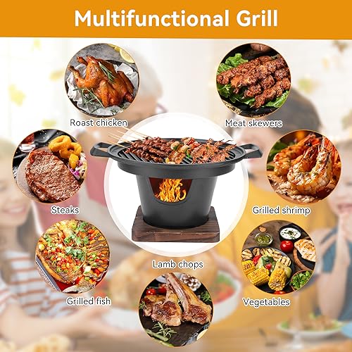 Tissting Smokeless Grill Charcoal Grill Korean Barbecue Grill Household Portable Mini Charcoal Stove BBQ Suitable for Outdoor Camping, Picnic, Beach, Party Use(10.2x8.3x4.9in)