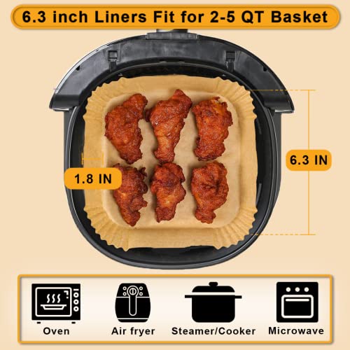 COSORI Air Fryer Liners (Fits 3-5 QT) – 100 Pcs Non-Stick Square Air Fryer Disposable Paper Liners for Easy Cleanup – Compatible with Cosori Air Fryer, Instant Vortex Air Fryer and Philips Airfryer