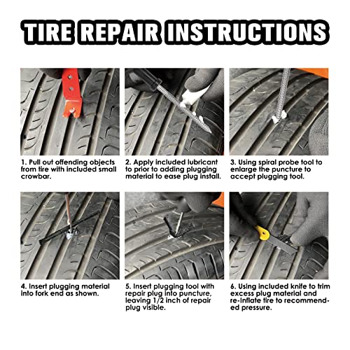 BVRILA Tire Repair Kit, Heavy Duty Tire Plug Kit for Flat Tire Puncture Repair, 10 Pcs Value Pack, Car Emergency Tool Kit fit for Autos, Cars, Motorcycles, Trucks, RVs