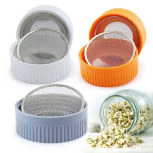5 pack sprouting lids for wide mouth mason jars, plastic sprout lid, bean screen sprouting lids, suit for grow bean sprouts, alfalfa, salad sprouts etc