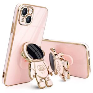pepmune compatible with iphone 13 mini case cute 3d astronaut stand design camera protection shockproof soft back cover for apple iphone 13 mini phone case pink