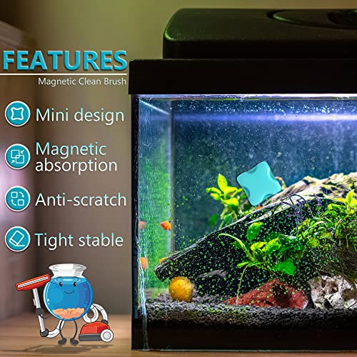 NEPTONION Magnetic Aquarium Fish Tank Glass Algae Scrapers Glass Cleaner Scrubber Clean [Compact, Scratch-Free, Non-Slip, Magnetizing] Mini