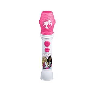 ekids be-070.11mv22 barbie microphone for kids, built-in music and flashing lights for fans of disney toys for girls, black
