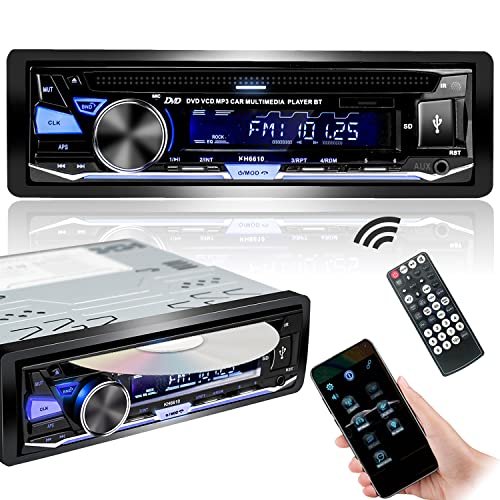 Hengweili Single Din Car Stereo with CD DVD Player Bluetooth USB AM/FM Radio APP Control MP3 SD AUX Audio Receiver