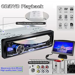 Hengweili Single Din Car Stereo with CD DVD Player Bluetooth USB AM/FM Radio APP Control MP3 SD AUX Audio Receiver