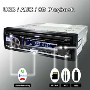 Hengweili Single Din Car Stereo with CD DVD Player Bluetooth USB AM/FM Radio APP Control MP3 SD AUX Audio Receiver