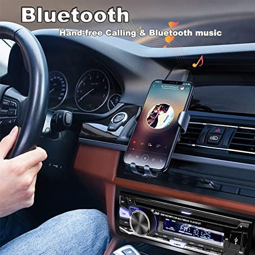 Hengweili Single Din Car Stereo with CD DVD Player Bluetooth USB AM/FM Radio APP Control MP3 SD AUX Audio Receiver