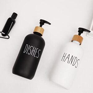 VICUKIE Dish Soap Dispenser, Contains Glass Hand Soap Dispenser and Dish Soap Dispenser, Kitchen Soap Dispenser Set, Matte Black and White, Farmhouse Kitchen Decor，Newly Updated (Black and White)