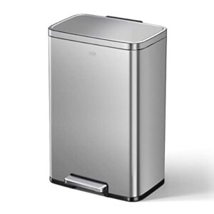 EKO Madison Matte Stainless 50 Liter/13.2 Gallon Step Trash Can w/Inner Liner - Fingerprint Resistant Finish