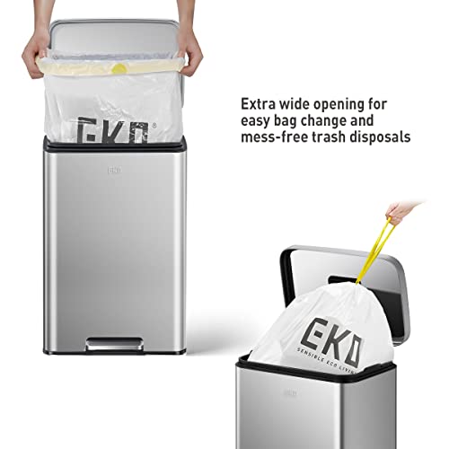 EKO Madison Matte Stainless 50 Liter/13.2 Gallon Step Trash Can w/Inner Liner - Fingerprint Resistant Finish