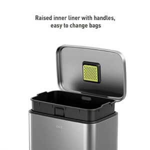 EKO Madison Matte Stainless 50 Liter/13.2 Gallon Step Trash Can w/Inner Liner - Fingerprint Resistant Finish