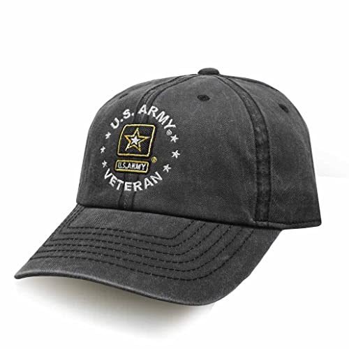 VetFriends.com US Army Veteran Hat Embroidered Military Patriotic Gray Cap