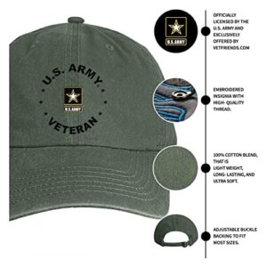 VetFriends.com US Army Veteran Hat Embroidered Military Patriotic Gray Cap