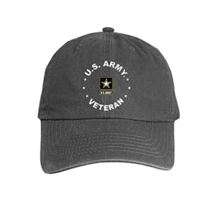 VetFriends.com US Army Veteran Hat Embroidered Military Patriotic Gray Cap