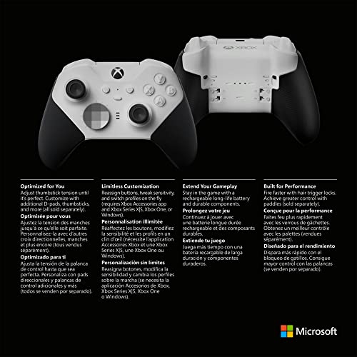 Xbox Elite Series 2 Core Wireless Controller – White – Xbox Series X|S, Xbox One, and Windows Devices