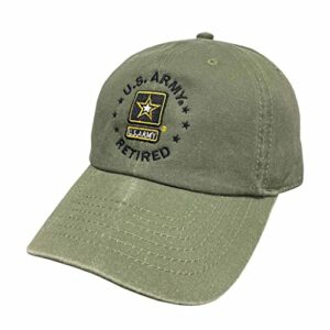 officially licensed by u.s. army retired veteran logo hat - olive drab military apparel patriotic products gifts for veterans families and retired