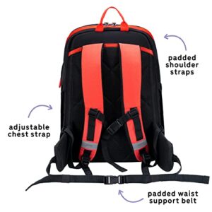 uninni 16" Kid's Backpack for Girls and Boys Age 6+ with Padded, and Adjustable Shoulder Straps. Fits for Height 3'9" Above Kids (Race Car Black/Red)