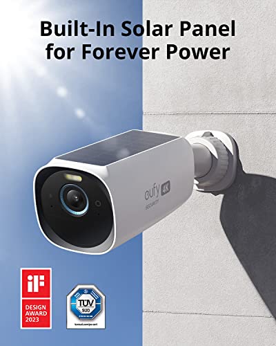 eufy Security eufyCam 3 Add-on Camera, Security Camera Outdoor Wireless, 4K Camera, Forever Power with Solar Panel, Face Recognition AI, Expandable Local Storage, Spotlight, Requires HomeBase 3