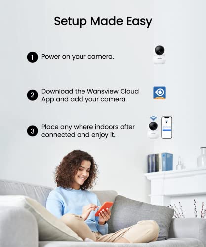 wansview 2K Home Security Cameras Indoor-2.4G WiFi Security Camera Indoor Wireless for Pets & Baby with Phone app, 2-Way Audio, PTZ, Motion Detection, SD Card/Cloud Storage, Works with Alexa (2 Pack)