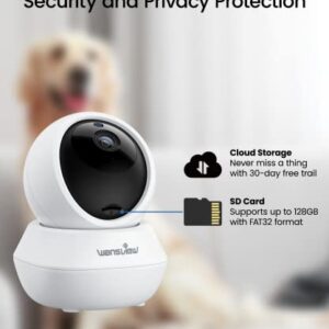 wansview 2K Home Security Cameras Indoor-2.4G WiFi Security Camera Indoor Wireless for Pets & Baby with Phone app, 2-Way Audio, PTZ, Motion Detection, SD Card/Cloud Storage, Works with Alexa (2 Pack)