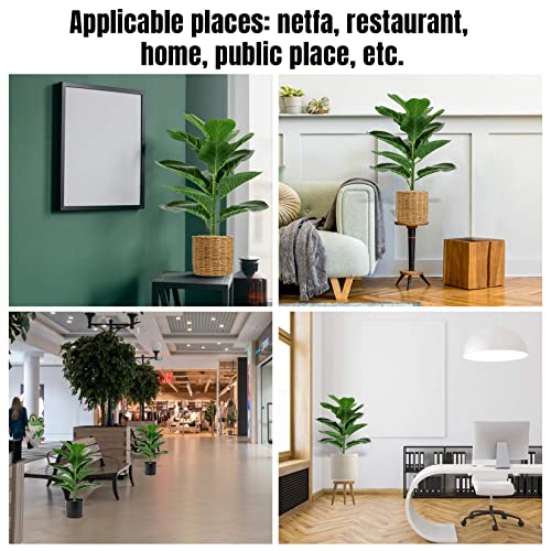 Sukh Fiddle Leaf Fig Tree Artificial - Faux Fiddle Leaf Fig Plant Fiddle Fig Tree Artificial Plants Fake Plants for Living Home Room Decor Indoor Outdoor Office Decor with 14 Leaves (Excluding Pot)