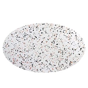 Modway Zinque Oval 60" Terrazzo Dining Table in Gold White