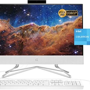 HP 2022 Newest All-in-One Desktop, 21.5" FHD Display, Intel Celeron J4025 Processor, 16GB RAM, 1TB PCIe SSD, Webcam, WiFi, HDMI, RJ-45, Wired Keyboard&Mouse, Windows 11 Home, White