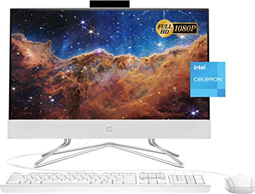 HP 2022 Newest All-in-One Desktop, 21.5" FHD Display, Intel Celeron J4025 Processor, 16GB RAM, 1TB PCIe SSD, Webcam, WiFi, HDMI, RJ-45, Wired Keyboard&Mouse, Windows 11 Home, White