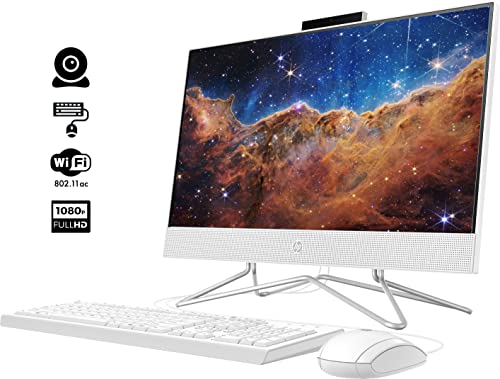 HP 2022 Newest All-in-One Desktop, 21.5" FHD Display, Intel Celeron J4025 Processor, 16GB RAM, 1TB PCIe SSD, Webcam, WiFi, HDMI, RJ-45, Wired Keyboard&Mouse, Windows 11 Home, White