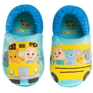 josmo cocomelon toddler slippers - house shoes for boys girls warm plush bed moccasins slippers cocomelon shoes blue (11-12 little kid)