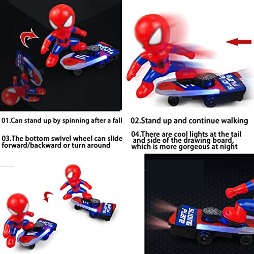 CHTWMD Stunt Skateboard Scooter Electric Universal Rotating Tumble Music Led Light Cartoon Balance Bike Toy, Interactive Educational Gift Toys for Boys and Adults