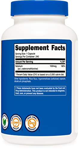 Nutricost Selenium Supplement 100mcg, 240 Capsules, Vegetarian, Gluten Free & Non-GMO