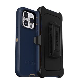 otterbox iphone 14 pro (only) defender series case - blue suede shoes (blue), rugged & durable, with port protection, includes holster clip kickstand