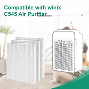 3 Pack C545 replacement filter, OUNEDA H13 Ture HEPA Filter, Compatible with winix C545 Air Purifier, Replacement for winix filter c545, No.1712-0096-00 (3 HEPA)