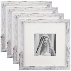 toforevo 8x8 picture frames set of 4 distressed white wood grain photo frame for gallery wall mounting or tabletop display