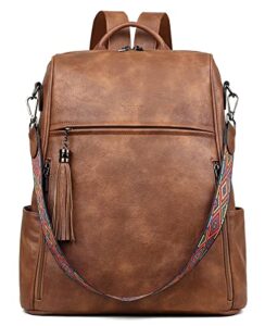 fadeon laptop backpack purse for women large designer pu leather laptop bag, ladies computer shoulder bags