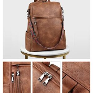 FADEON Laptop Backpack Purse for Women Large Designer PU Leather Laptop Bag, Ladies Computer Shoulder Bags