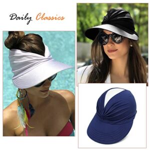 Women Sport Sun Visor Hats,Empty Top Baseball Sun Cap,Womens Sunhats with uv Protection,Sun Hats for Young Girls Women Beach Dark Navy-1pcs