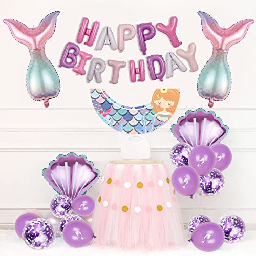 Mermaid Balloons Mermaid Birthday Decorations Mermaid Party Supplies Purple Mermaid Happy Birthday Banner Baby Shower Decorations 28pcs LilyZheng