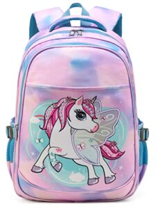 bluefairy unicorn backpack for girls elementary school bags for kindergarten primary book bag lightweight bookbags for kids back to school travel gifts 17 inch