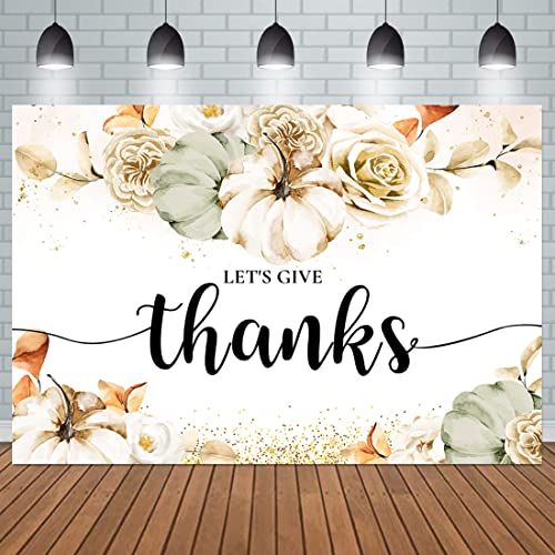 Thanksgiving Day Backdrop Let Us Give Thanks Dinner Party Decoration Autumn Gold Spots Pumpkin Tea Party Rustic Banner Kids Newborn Photography Background Photo Booth Props 7x5ft (DAH0D421UU)