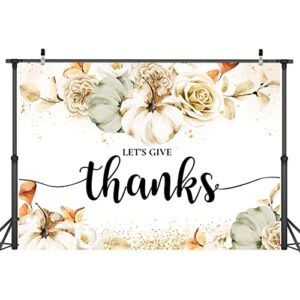 Thanksgiving Day Backdrop Let Us Give Thanks Dinner Party Decoration Autumn Gold Spots Pumpkin Tea Party Rustic Banner Kids Newborn Photography Background Photo Booth Props 7x5ft (DAH0D421UU)