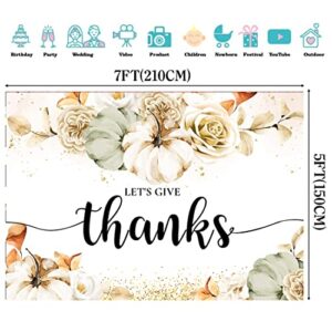 Thanksgiving Day Backdrop Let Us Give Thanks Dinner Party Decoration Autumn Gold Spots Pumpkin Tea Party Rustic Banner Kids Newborn Photography Background Photo Booth Props 7x5ft (DAH0D421UU)