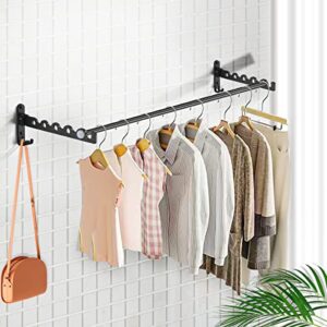 kuaguan clothes drying rack wall mounted drying racks for laundry room organization and storage clothes rack，aluminum dryer rack with two drying rods for hanging wet and dry clothes