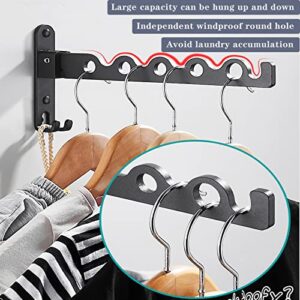 kuaguan Clothes Drying Rack Wall Mounted Drying Racks for Laundry Room Organization and Storage Clothes Rack，Aluminum Dryer Rack with Two Drying Rods for Hanging Wet and Dry Clothes